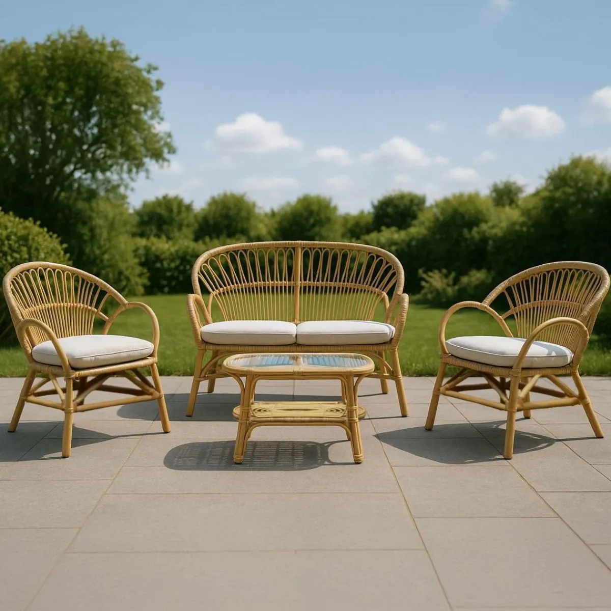 Made in Meubles Salon de jardin arrondi en rotin Rattan