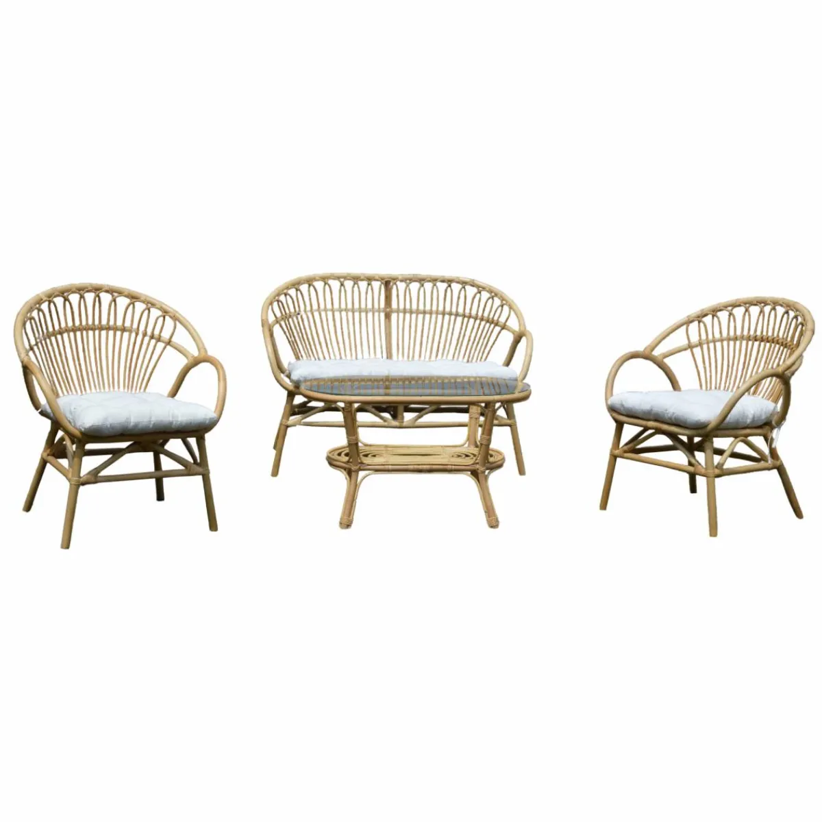 Made in Meubles Salon de jardin arrondi en rotin Rattan