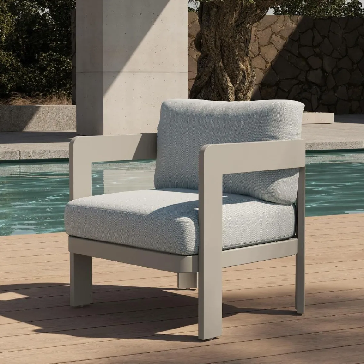 Made in Meubles Salon de jardin en aluminium taupe Loréa