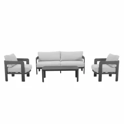Made in Meubles Salon de jardin en aluminium gris foncé Loréa
