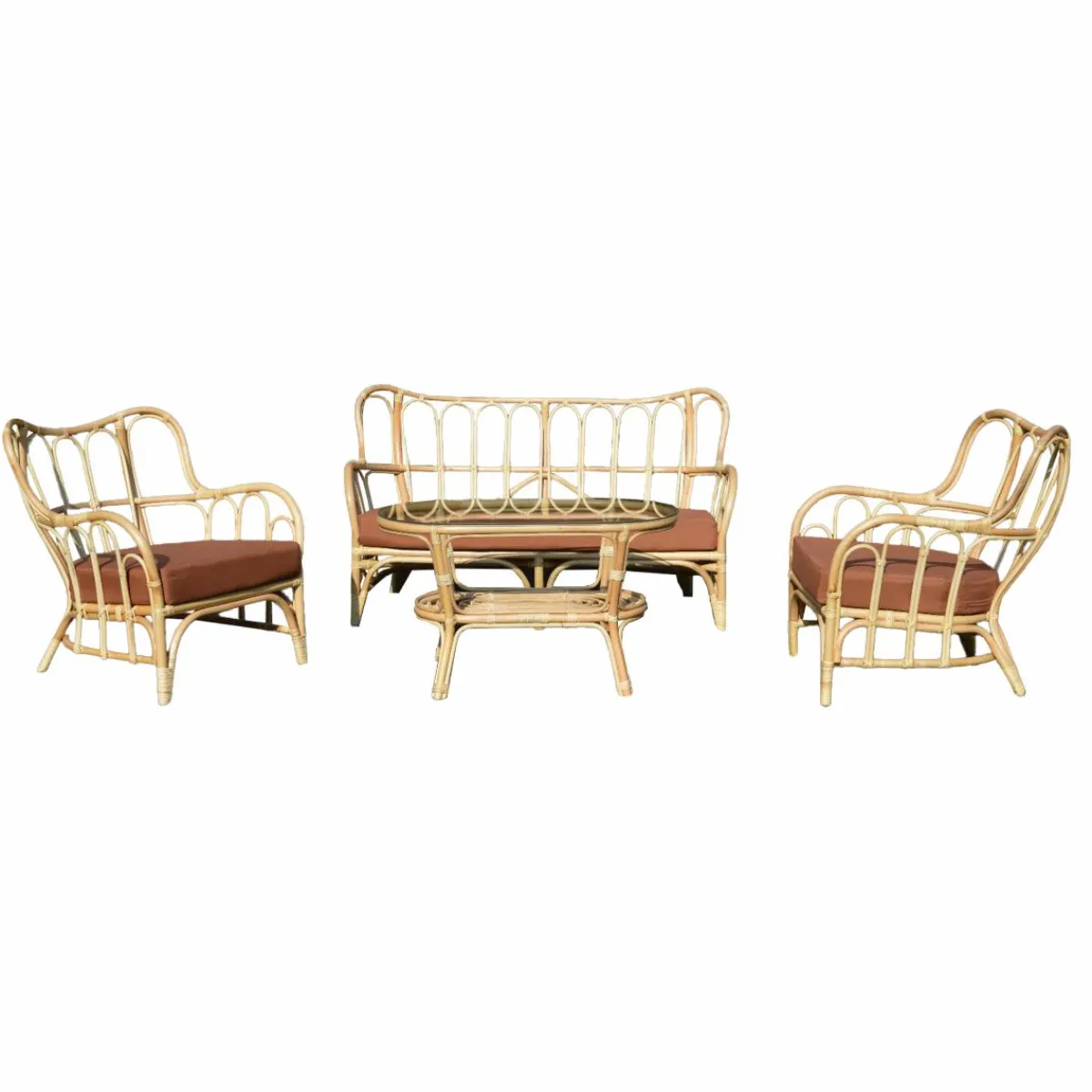 Made in Meubles Salon de jardin en rotin terracotta Rattan