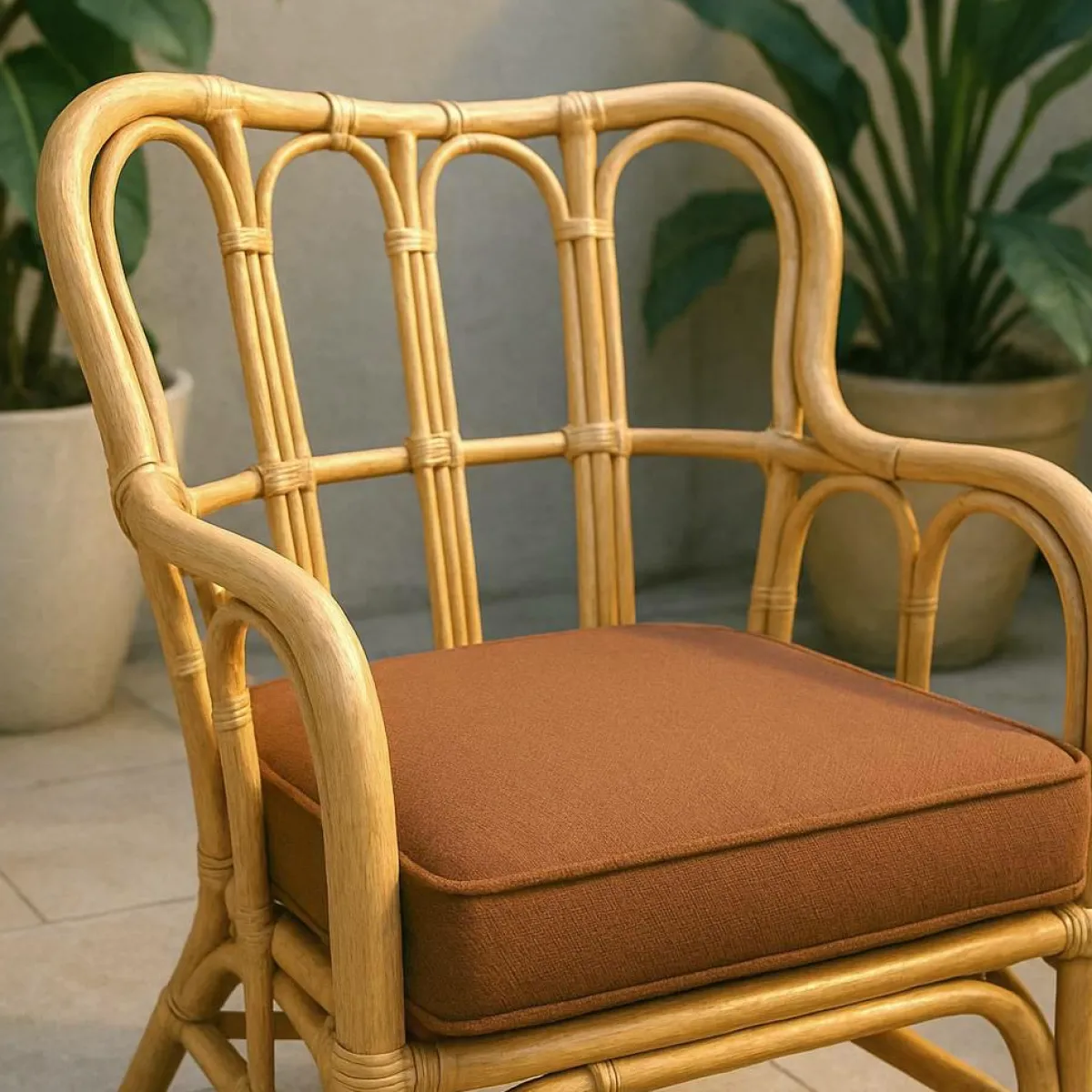 Made in Meubles Salon de jardin en rotin terracotta Rattan