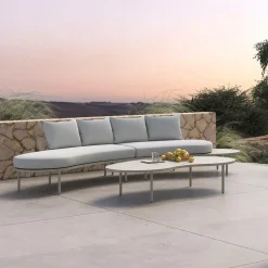 Made in Meubles Salon de jardin haricot en aluminium taupe Zion