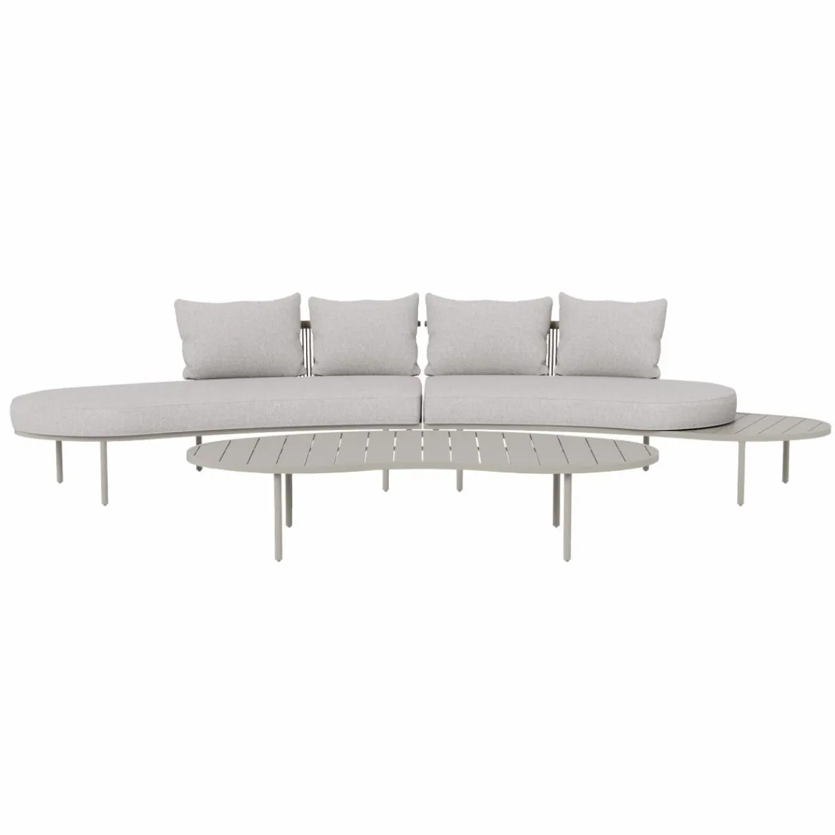 Made in Meubles Salon de jardin haricot en aluminium taupe Zion