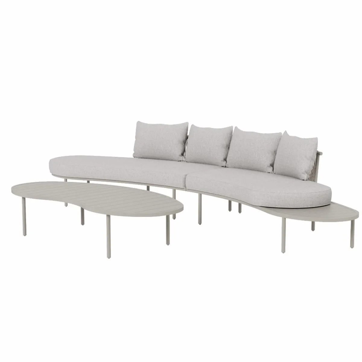 Made in Meubles Salon de jardin haricot en aluminium taupe Zion