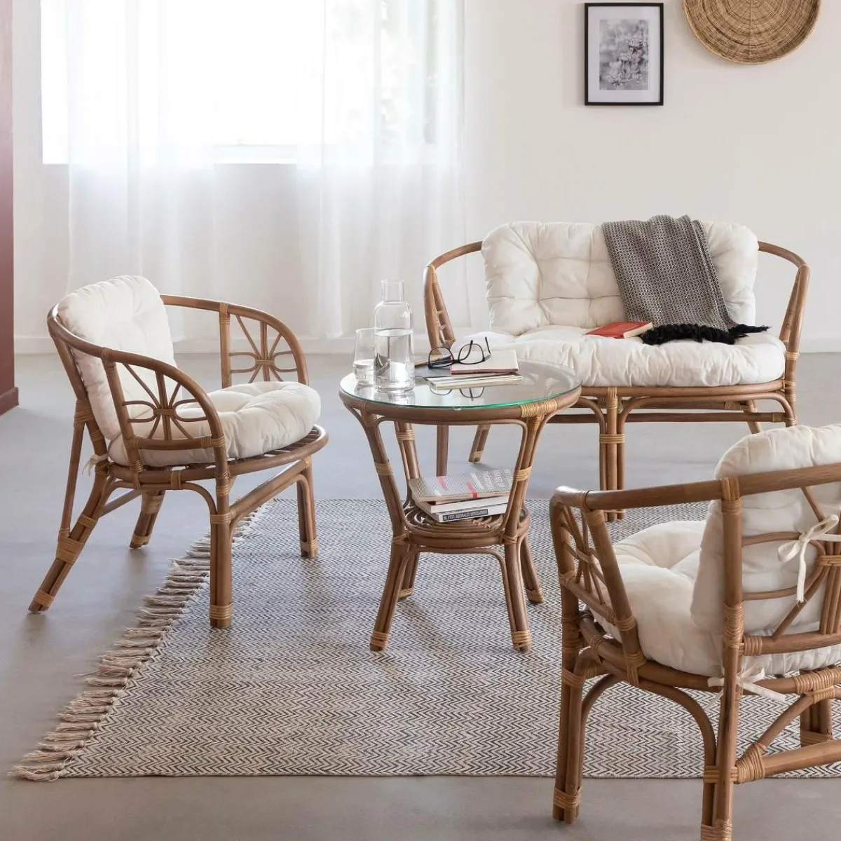 Made in Meubles Salon en rotin 4 places Rattan