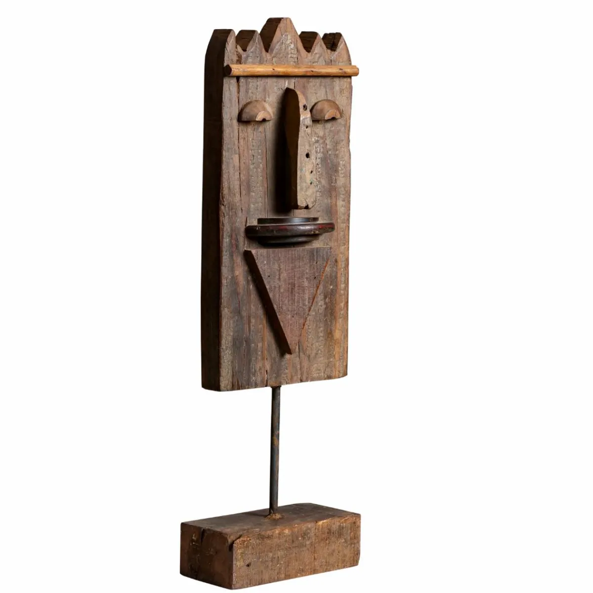 Made in Meubles Sculpture visage en bois Liséa
