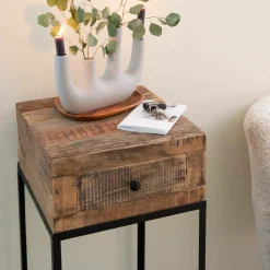 Made in Meubles Sellette en bois recyclé et métal Vicky