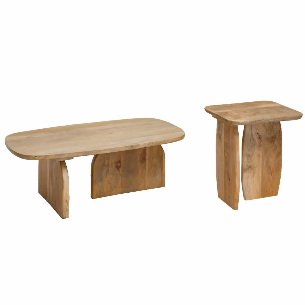 Made in Meubles Set de 2 tables basses en bois de manguier Tom