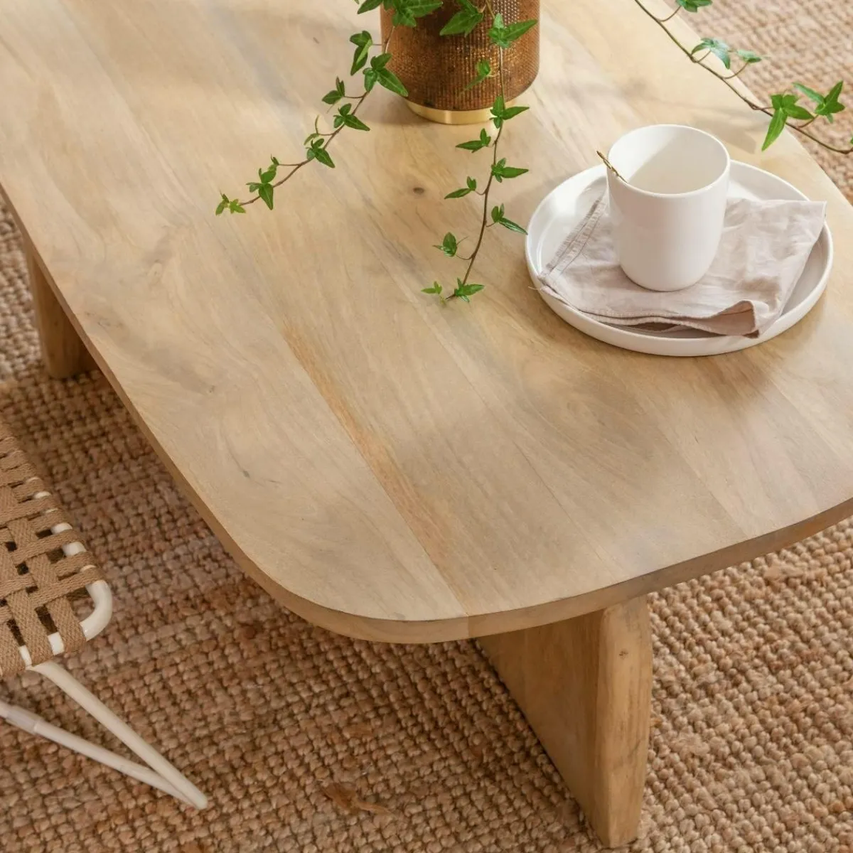Made in Meubles Set de 2 tables basses en bois de manguier Tom
