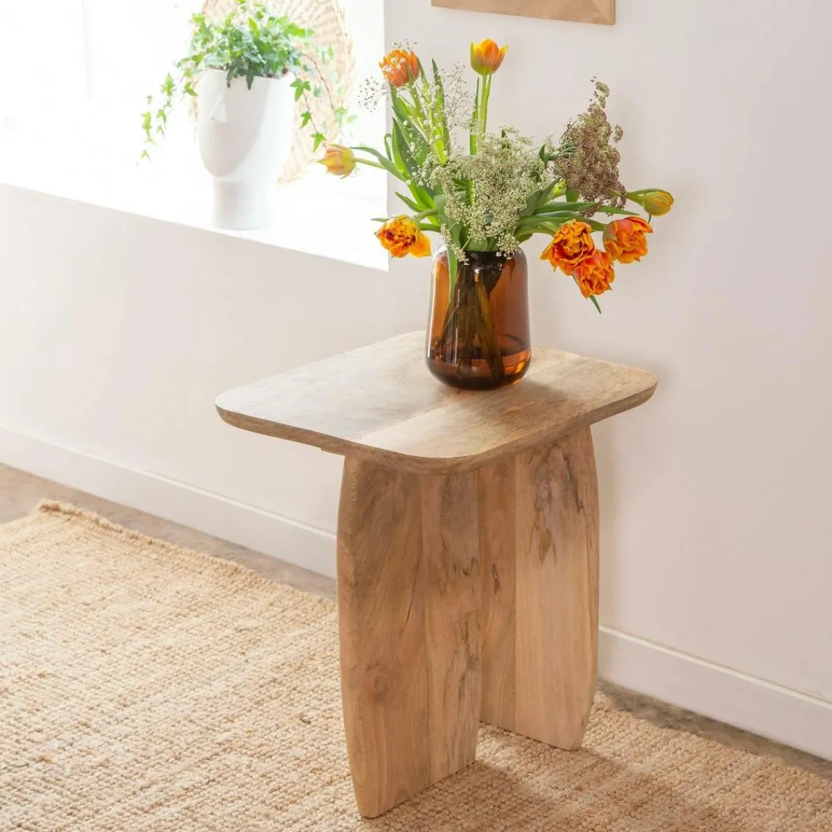 Made in Meubles Set de 2 tables basses en bois de manguier Tom