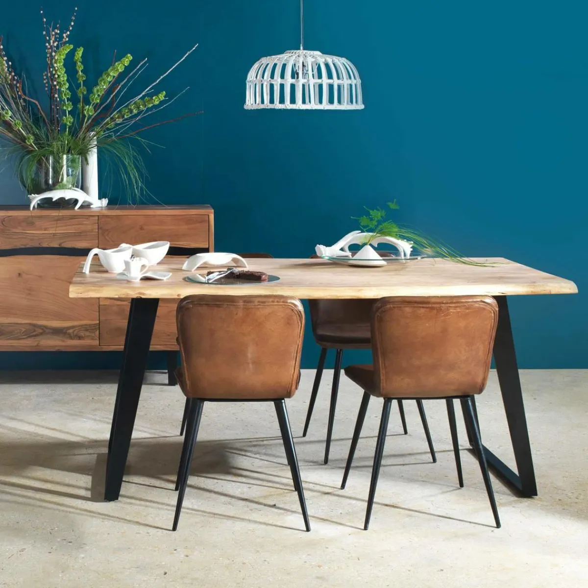 Made in Meubles Suspension blanche en bambou Rattan