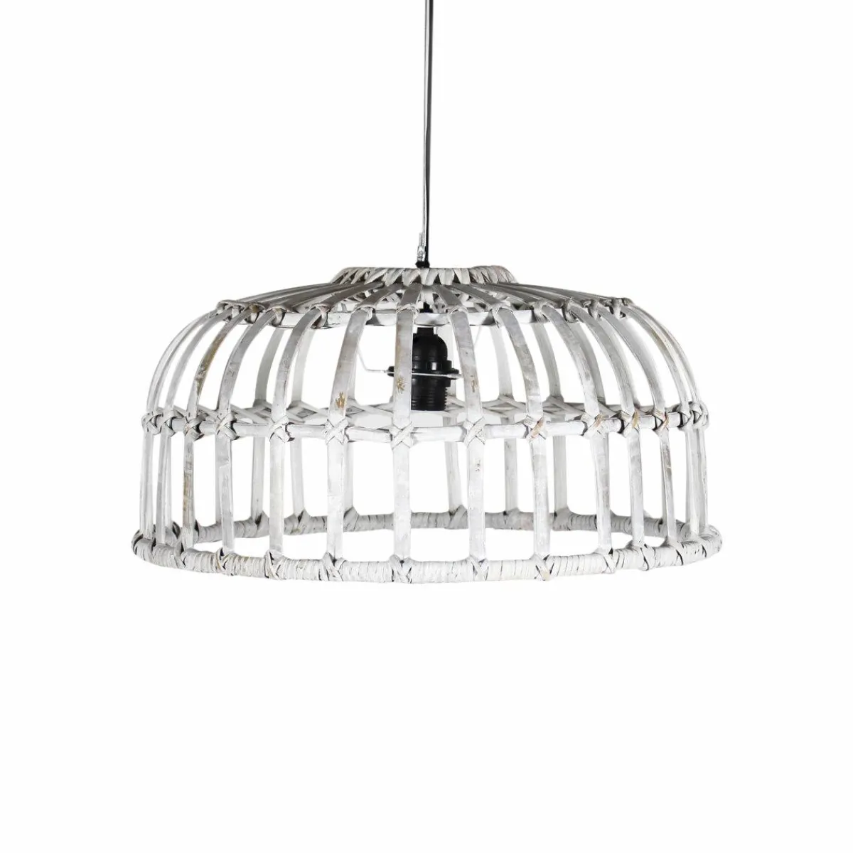 Made in Meubles Suspension blanche en bambou Rattan