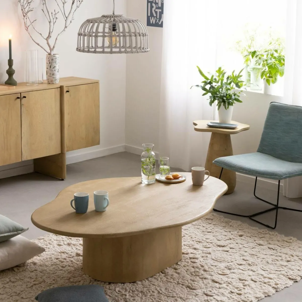 Made in Meubles Suspension blanche en bambou Rattan