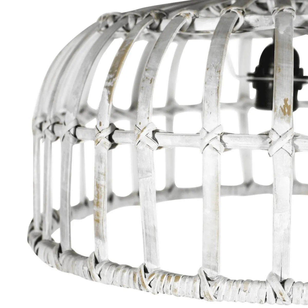 Made in Meubles Suspension blanche en bambou Rattan