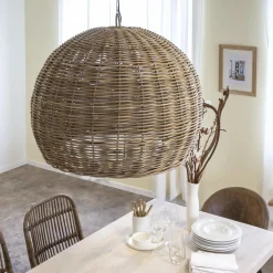 Made in Meubles Suspension boule en rotin Amael