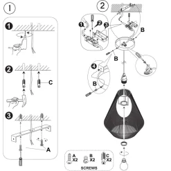 Made in Meubles Suspension corde en papier gris Antonin