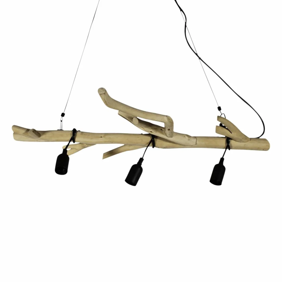 Made in Meubles Suspension en bois et métal 3 lampes Naomi