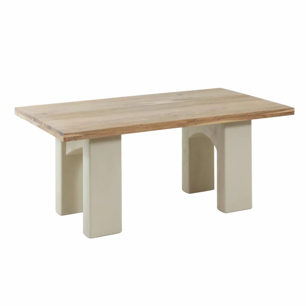 Made in Meubles Table à manger en bois d'acacia et pieds en bois effet béton Dalva