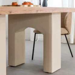 Made in Meubles Table à manger en bois d'acacia et pieds en bois effet béton Dalva