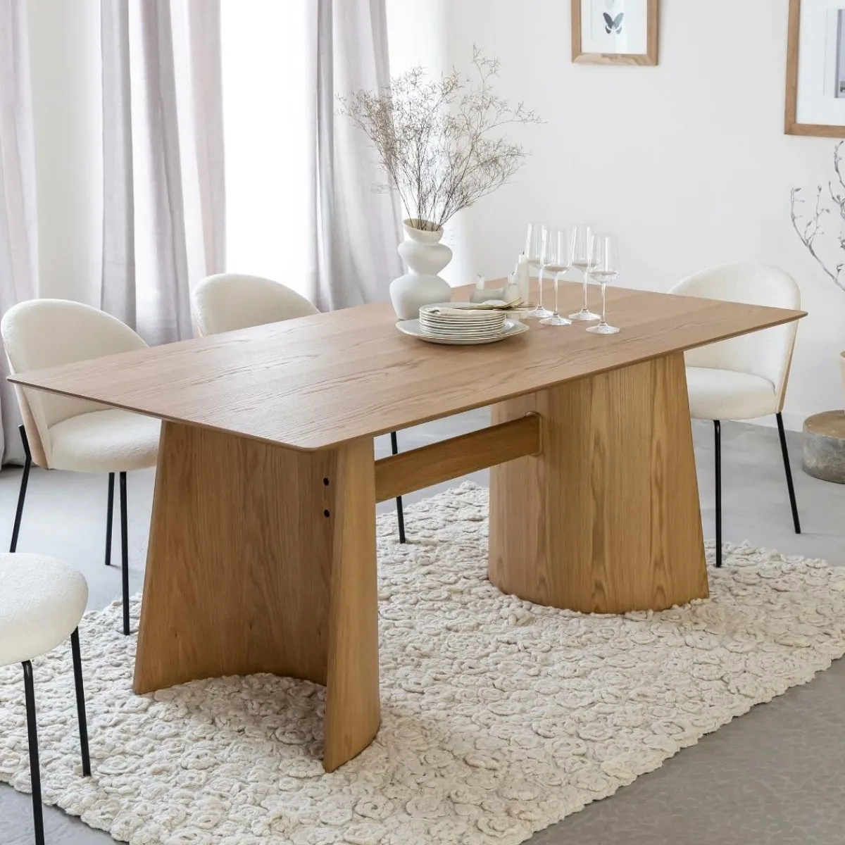 Made in Meubles Table à manger en bois de chêne Almaric