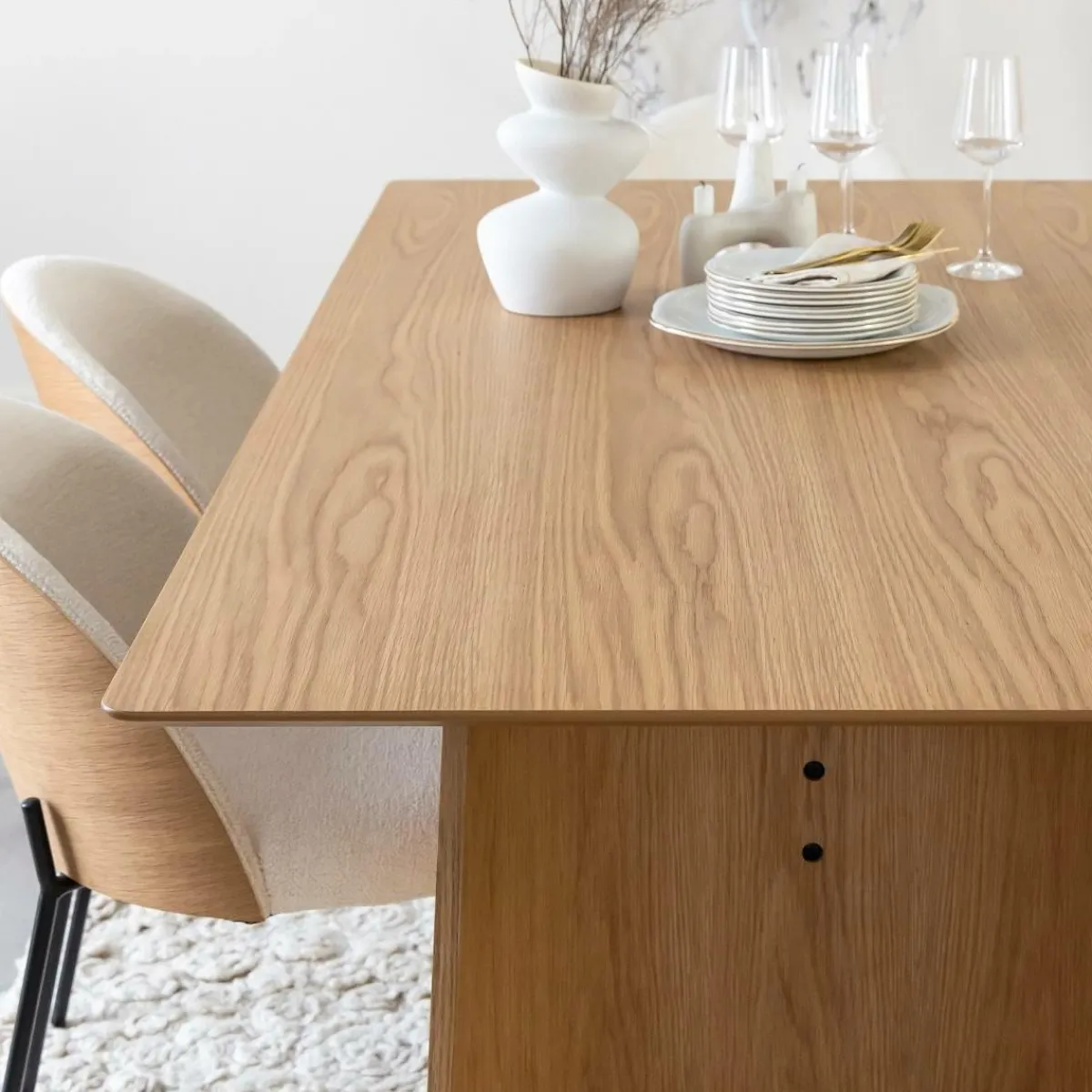 Made in Meubles Table à manger en bois de chêne Almaric