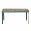 Made in Meubles Table à manger en bois recyclé coloré Ethnik