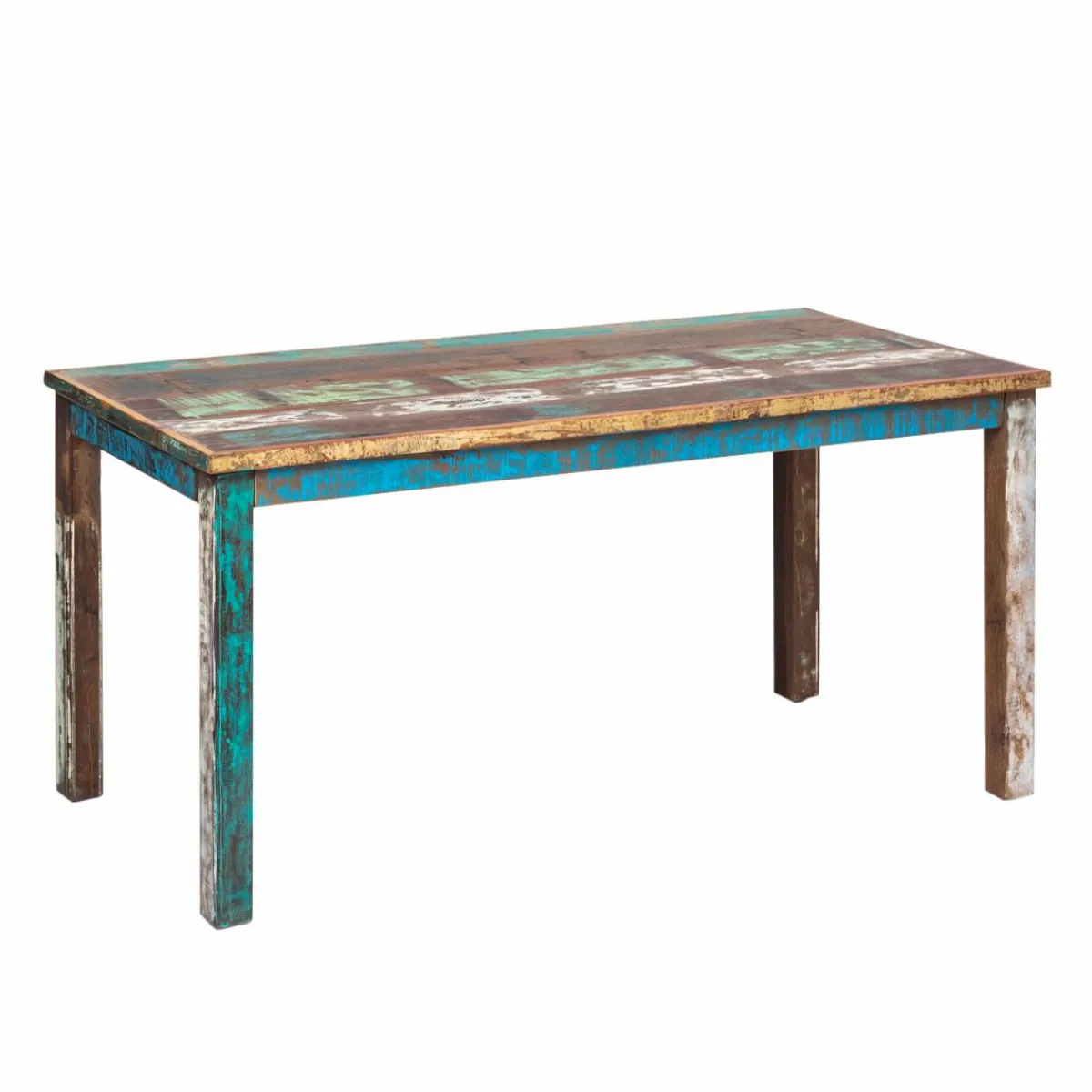 Made in Meubles Table à manger en bois recyclé coloré Ethnik