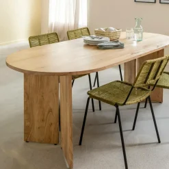 Made in Meubles Table à manger ovale en bois d'acacia Elwen