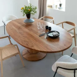 Made in Meubles Table à manger ovale en bois d'acacia 220 cm Sauge
