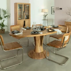 Made in Meubles Table à manger ovale en bois d'acacia 175 cm Sauge