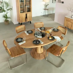 Made in Meubles Table à manger ovale en bois d'acacia 175 cm Sauge