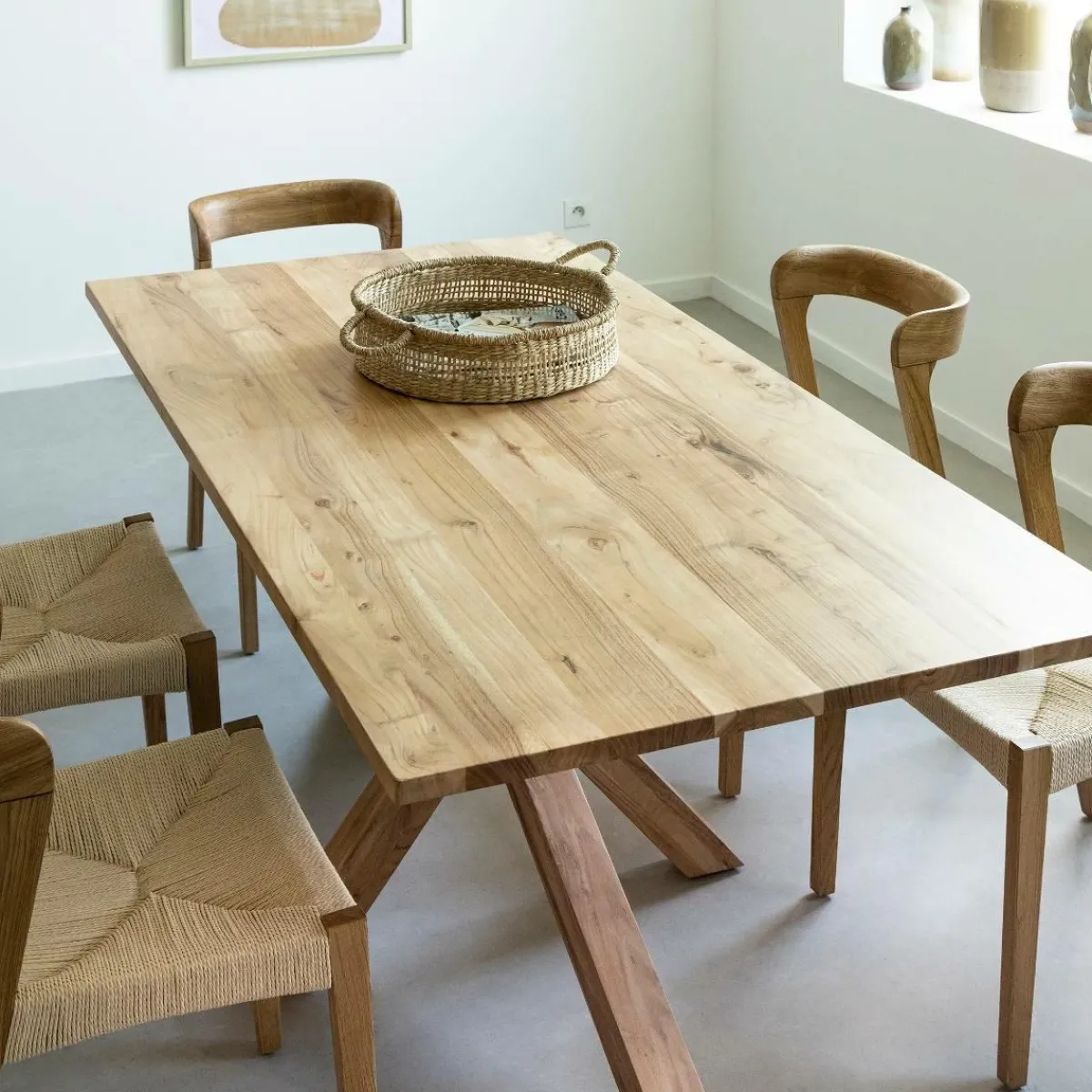Made in Meubles Table à manger rectangulaire en bois d'acacia Izel