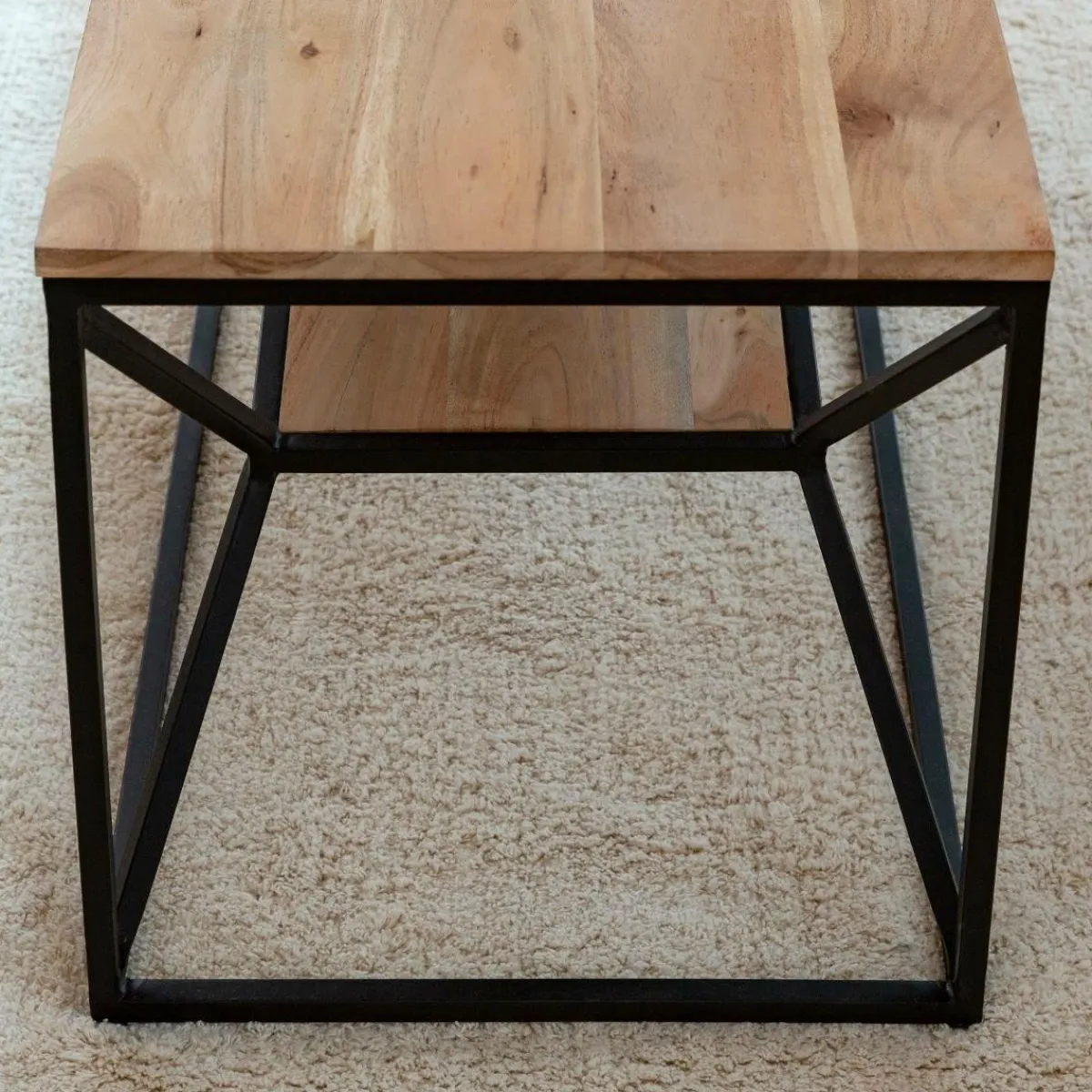 Made in Meubles Table basse à double plateau en bois d'acacia Flavia