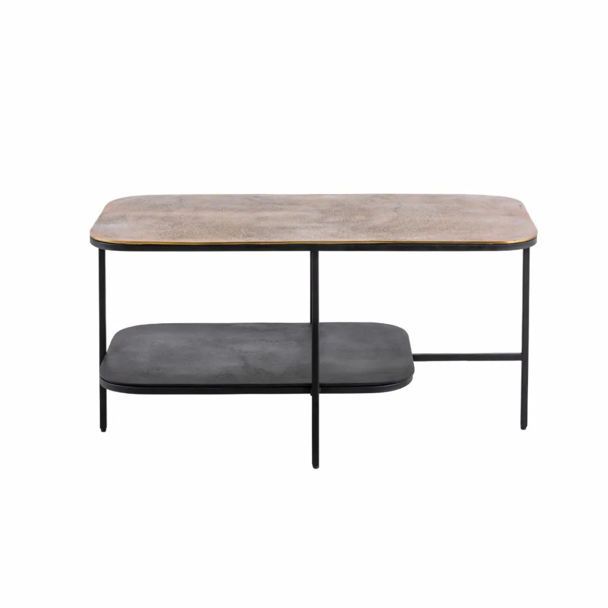 Made in Meubles Table basse avec plateau en aluminium doré et métal noir Victoria
