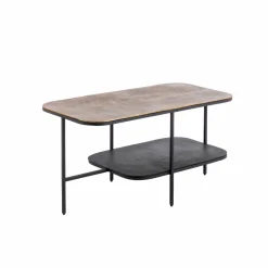 Made in Meubles Table basse avec plateau en aluminium doré et métal noir Victoria