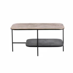 Made in Meubles Table basse avec plateau en aluminium doré et métal noir Victoria