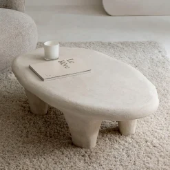 Made in Meubles Table basse blanche en bois effet béton Danaé
