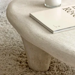 Made in Meubles Table basse blanche en bois effet béton Danaé