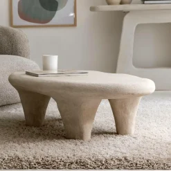 Made in Meubles Table basse blanche en bois effet béton Danaé