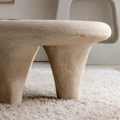 Made in Meubles Table basse blanche en bois effet béton Danaé