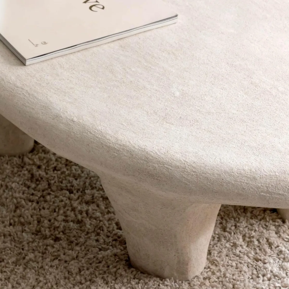 Made in Meubles Table basse blanche en bois effet béton Danaé