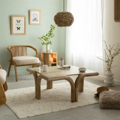 Made in Meubles Table basse carré en bois de manguier Zola