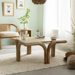 Made in Meubles Table basse carré en bois de manguier Zola