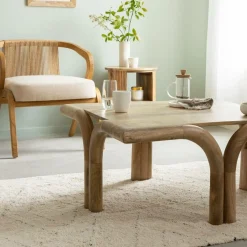 Made in Meubles Table basse carré en bois de manguier Zola