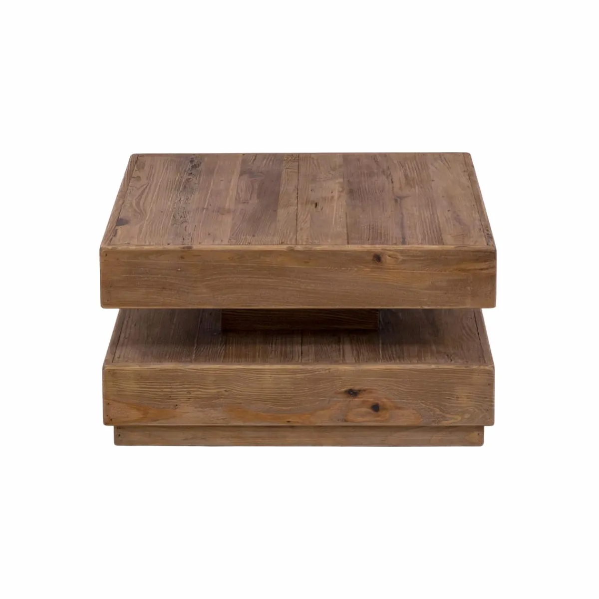Made in Meubles Table basse carrée à double plateau en bois recyclé Blaise