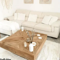 Made in Meubles Table basse carrée en bois recyclé Blaise