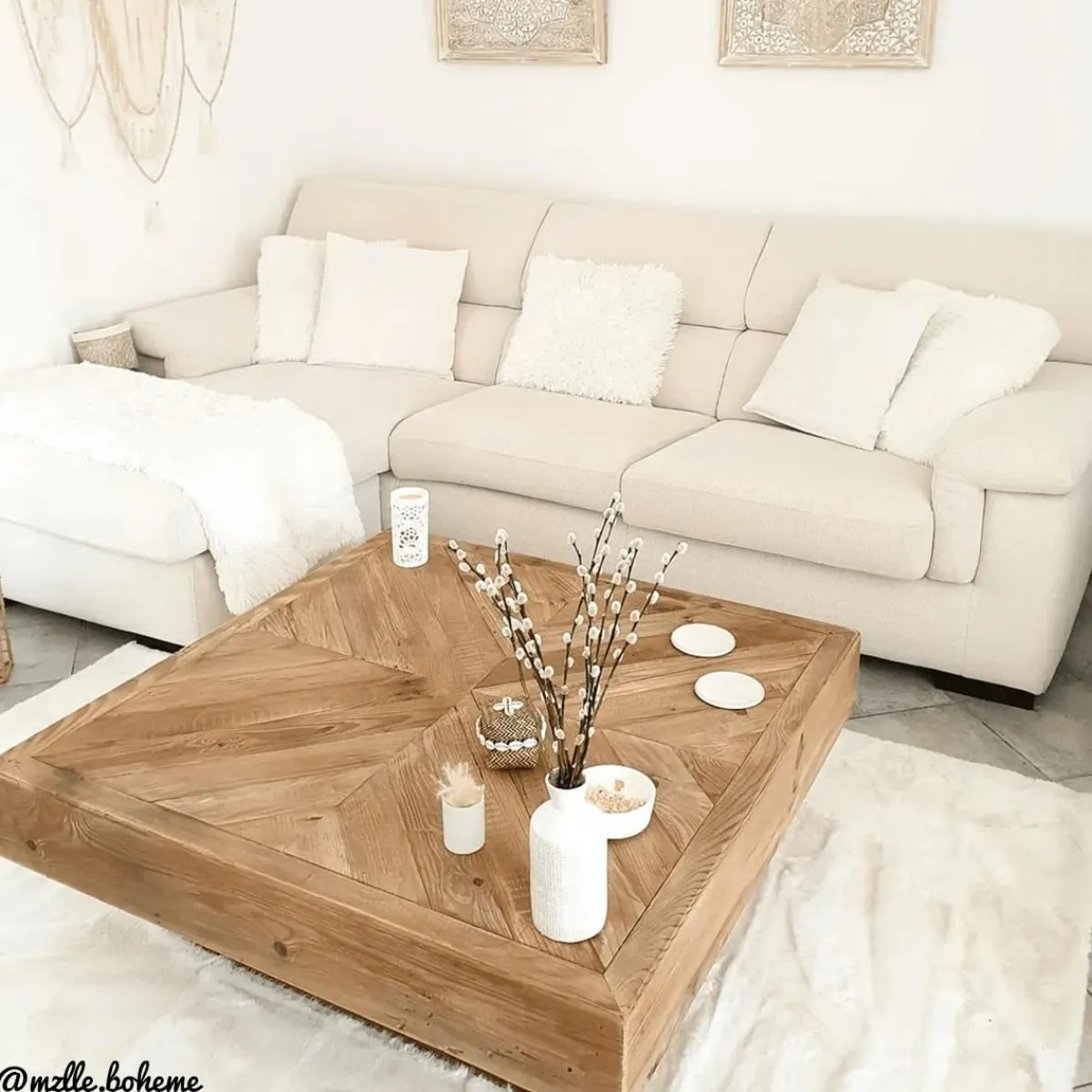 Made in Meubles Table basse carrée en bois recyclé Blaise
