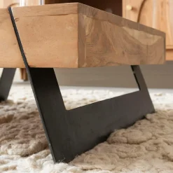Made in Meubles Table basse carrée en bois d'acacia et métal Cassius