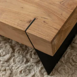 Made in Meubles Table basse carrée en bois d'acacia et métal Cassius